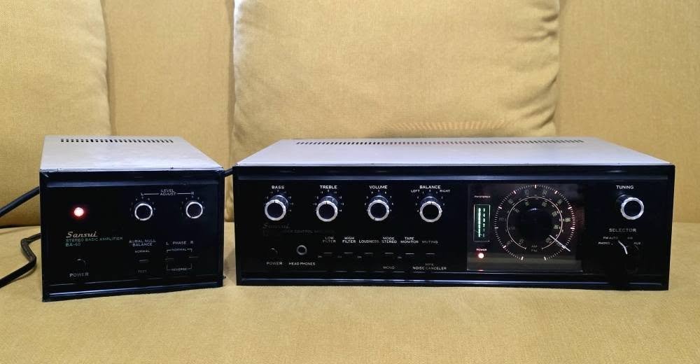 ขายคู่ปรี พาวเวอร์  Pre Sansui TC-505-Power Sansui BA-60 สวยคลาสสิค เสียงดี Made in Japan